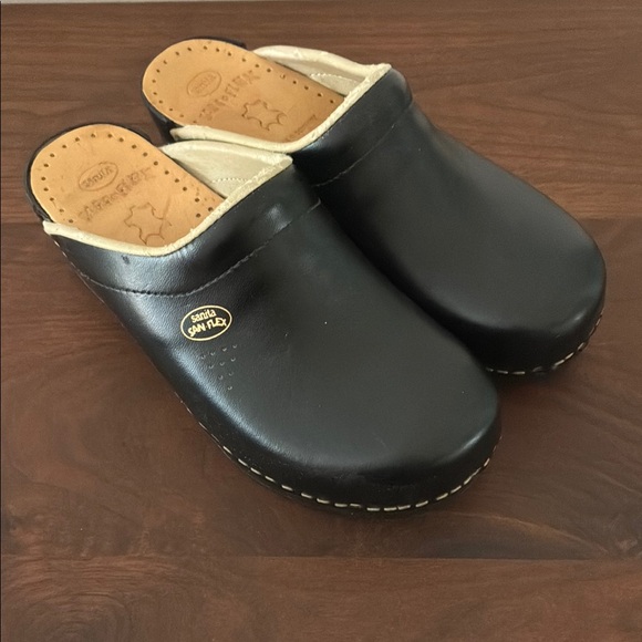 Sanita Black Mules Comfortable Slip-On Clogs - Picture 2 of 10